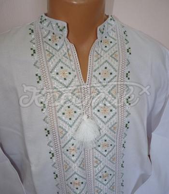 Мужская вышиванка счетной гладью "Оливка" фото