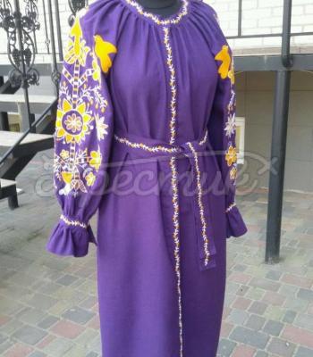 Женское вышитое платье Фиалка купить