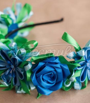 Венок в стиле канзаши "Голубика" фото