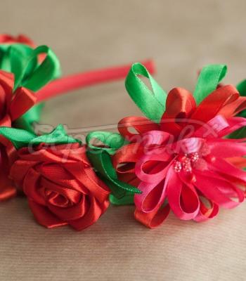 Венок в стиле канзаши "Ружа" фото