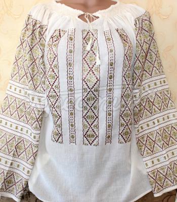 Маркизетовая вышитая блузка "Ромбы" марлевка купить Киев
