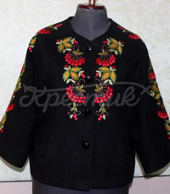Черный кашемировый жакет с вышивкой фото