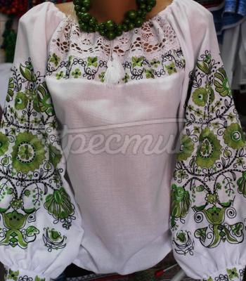 Нежная вышиванка с тончайшим хлопковым кружевом фото Крестик