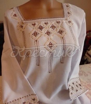 Женская вышиванка "Золотые ромбы" Фото Крестик Киев