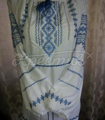 Женская вышитая туника "Голубой узор" фото