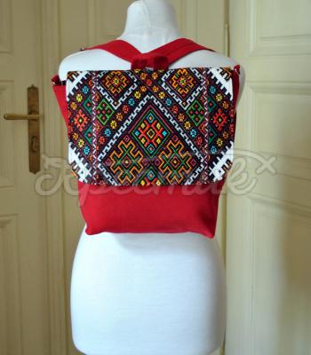 Красный рюкзак-трансформер ручной вышивки киев