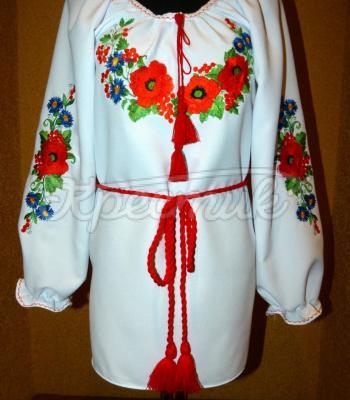 Вышитая женская туника "Маки" фото