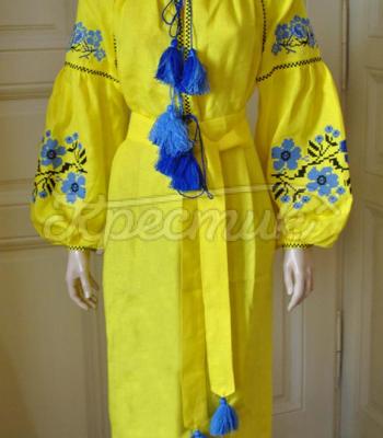 Нежное лимонное платье бохо "Незабудка" фото 