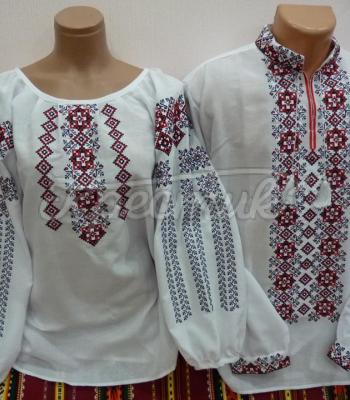 Парные вышиванки "Красные ромбы " фото