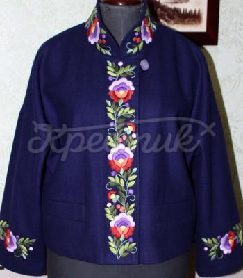 Темно-синий жакет  "Нежность цветов" фото