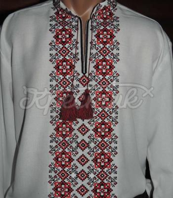 Мужская вышитая рубашка "Ромбы изобилия" красная фото
