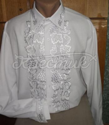 Классическая мужская вышиванка "Белая ночь" фото