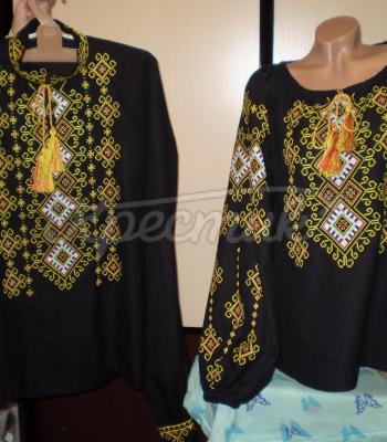 Парные мужские вышиванки "Лимонные ромбы" фото