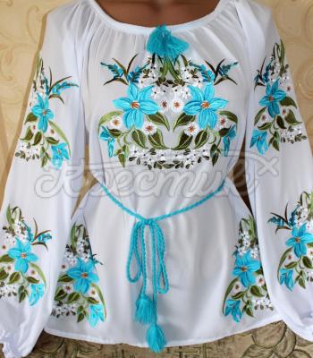 Женская вышиванка "Неоновая лилия" фото