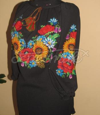 Женское вышитое платье "Подсолнухи" купить