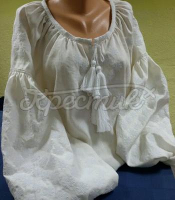 Блузка из льна белым по белому фото