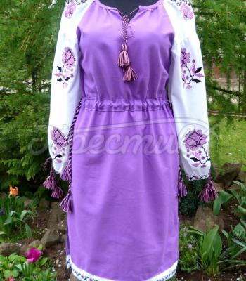 Вышитое украинское платье "Фиалки" купить