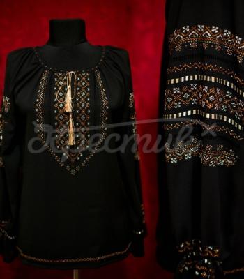 Женская вышиванка ручной работы "Ночная песня" фото 