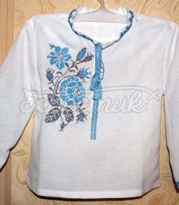 Вышиванка  для мальчика "Синяя роза" купить