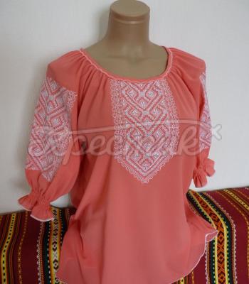 Женская вышитая шифоновая блузка "Коралловый риф" фото