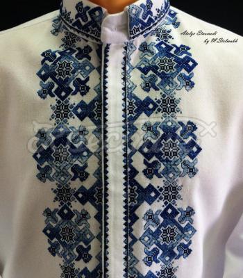 Мужская вышиванка  "Великолепие синего" купить