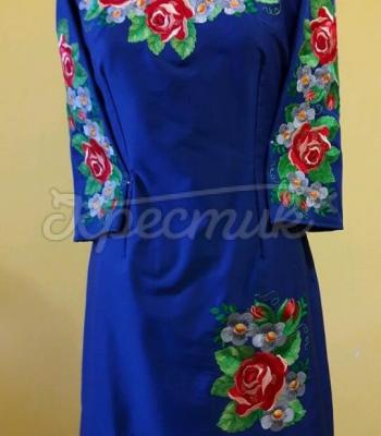 Вышитое платье "Роза и васильки" купить