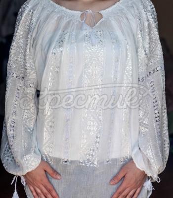 Вышитая женская рубашка маркизет "Воздух" марлевка фото