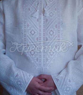 Мужская вышиванка белым по белому счетная гладь фото