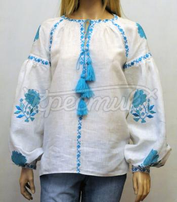 Женская вышиванка Аквамариновые розы фото