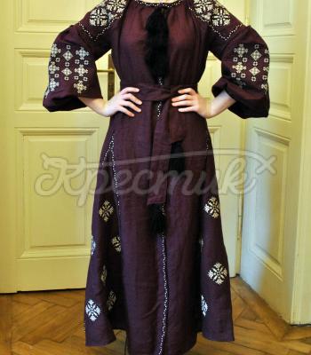 Платье вышиванка в стиле бохо на льне "Утонченность" купить Киев