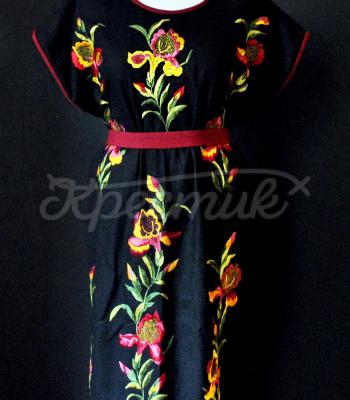 Вышитое женское платье "Ирисы" фото