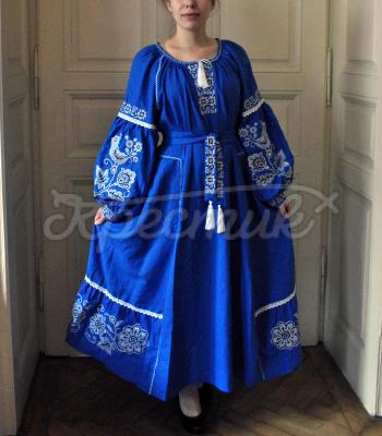 Женское платье бохо на льне "Райские птички"