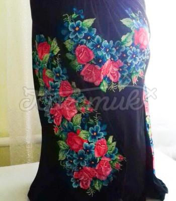 Женская вышиванка  на шифоне "Цветочный луг 3" фото