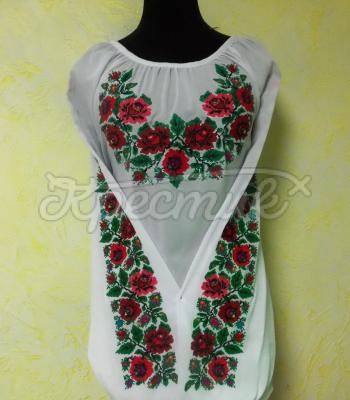 Борщевская вышиванка на шифоне "Цветочная" фото