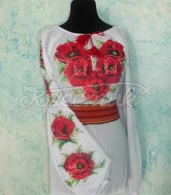 Женская вышиванка "Красные маки любви"