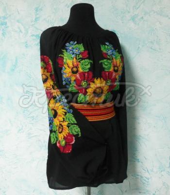 Украинская вышиванка на шифоне "Полевой рай" купить Киев