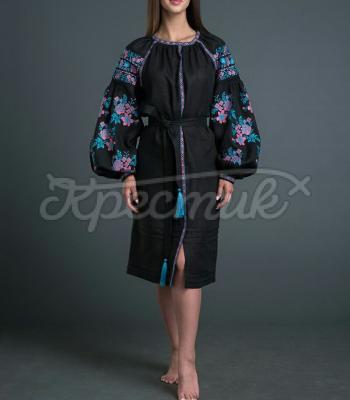 Платье вышиванка бохо на льне "Лироза" фото