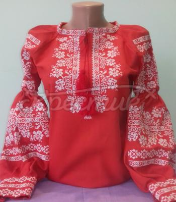 Женская вышиванка красная "Цветочная аура" фото Крестик Киев