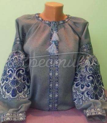 Женская вышиванка серая "Дерево рода" фото Крестик Киев