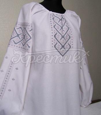 Нарядная женская вышиванка с серой вышивкой купить Киев