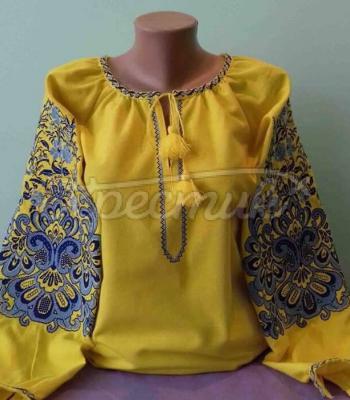 Женская вышиванка "Солнечная с голубыми барвами" фото