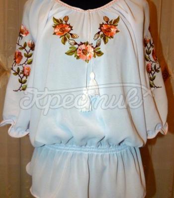 Вышитая рубашка "Цветы шиповника" купить