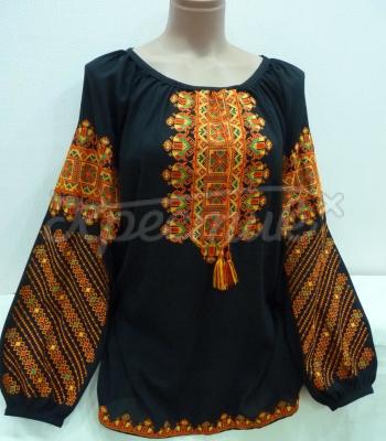 Черная вышиванка женская "Пысанка" фото