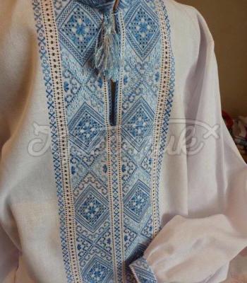 Мужская вышиванка "Синий ледник" ручная вышивка