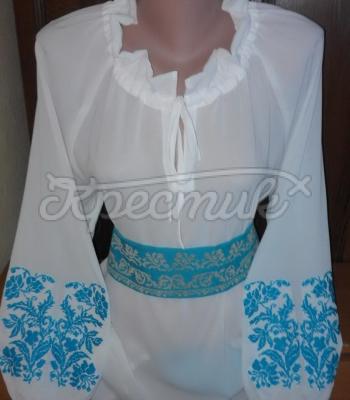 Женская вышиванка "Цветочная голубинка"  фото Крестик Киев