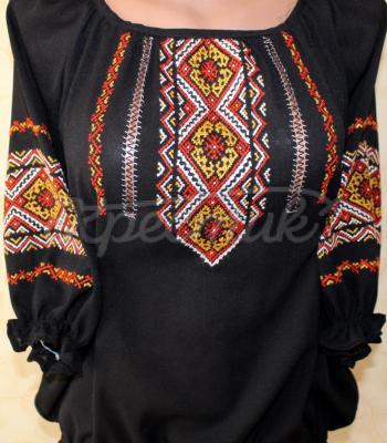 Женская вышиванка ручной работы "Горячее золото" фото Крестик Киев