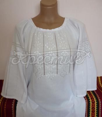 Летняя женская вышиванка шелком "Белая сказка " фото Крестик Киев