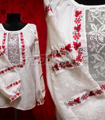 Женская вышиванка с мережками "Виноградная лоза" фото Крестик Киев