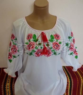 Женская вышиванка шифон "Розовые розы оуо" фото Крестик Киев