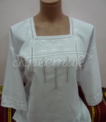 Женская вышиванка белым по белому "Шелк" фотография